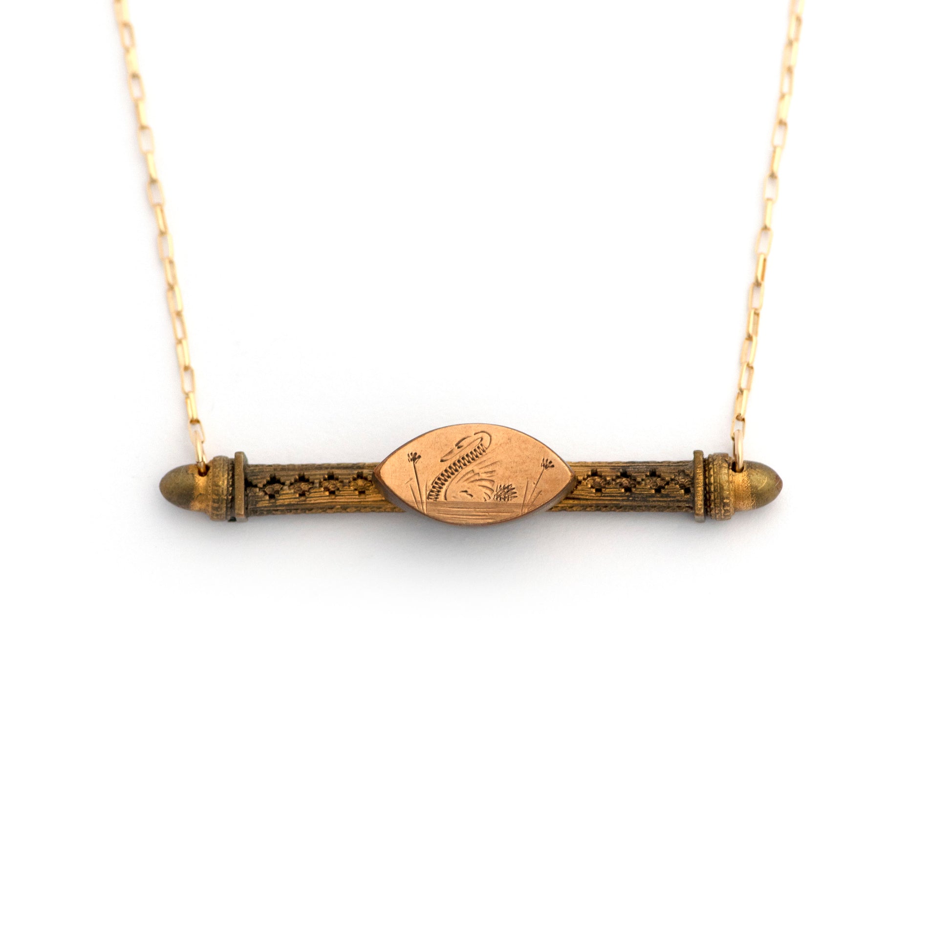 Swan Lake Etruscan Revival Bar Pin Necklace