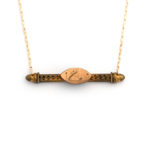 Swan Lake Etruscan Revival Bar Pin Necklace