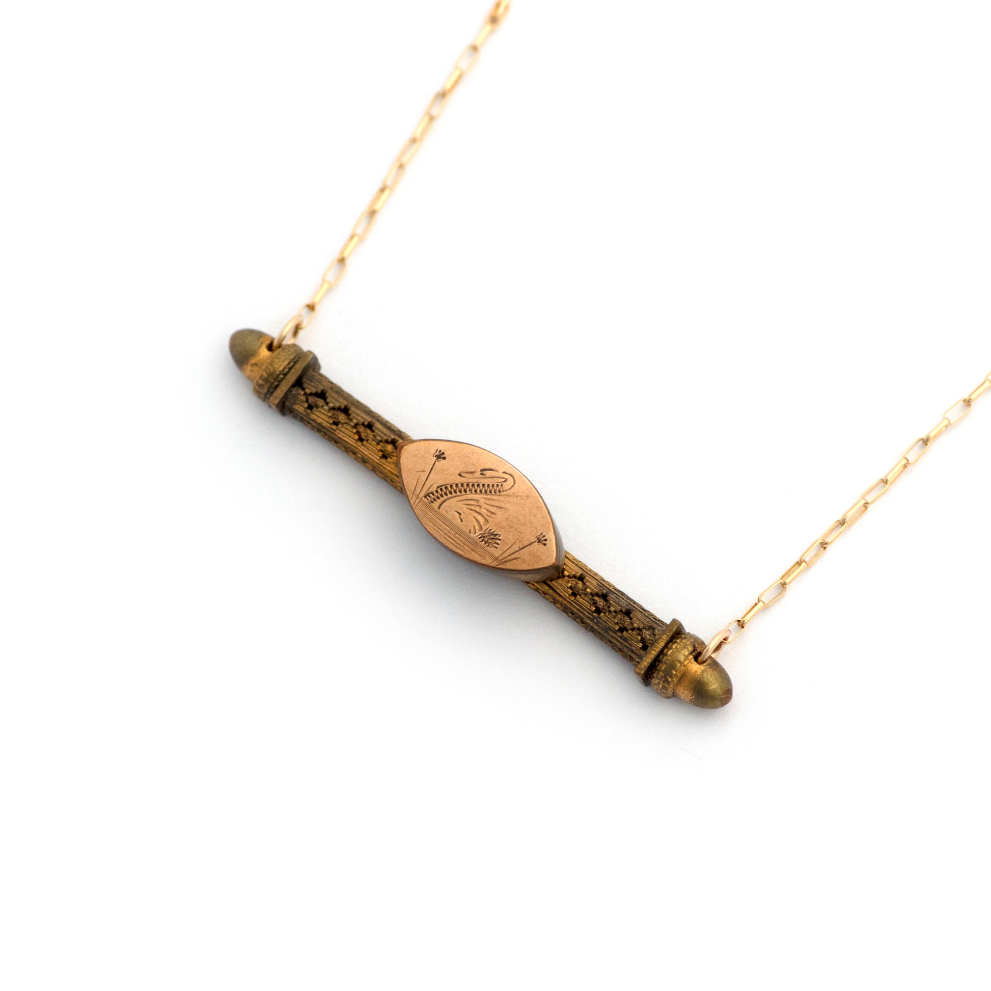Swan Lake Etruscan Revival Bar Pin Necklace