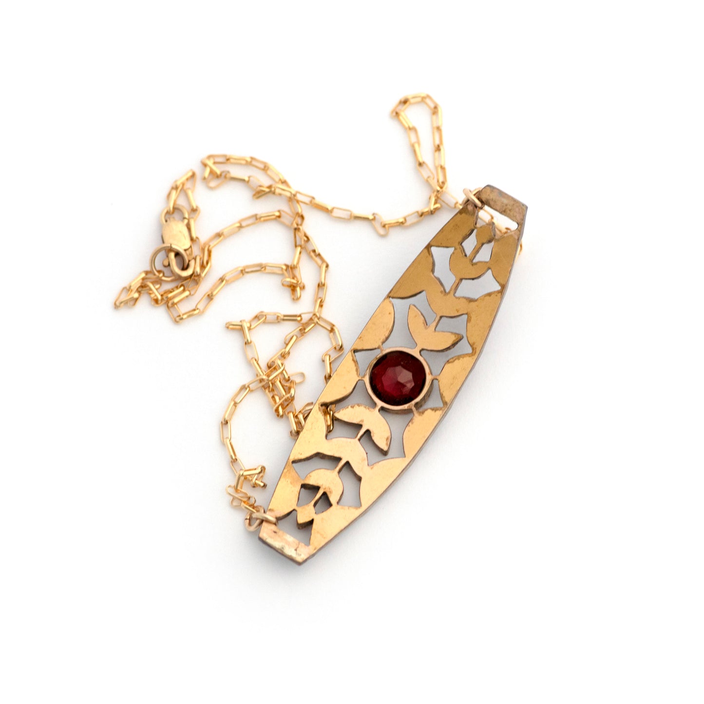 Antique Bohemian Pyrope Garnet Bar Pin Necklace