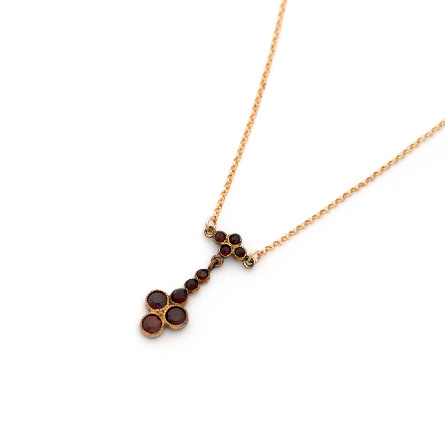 Antique Bohemian Garnet Dangle Necklace