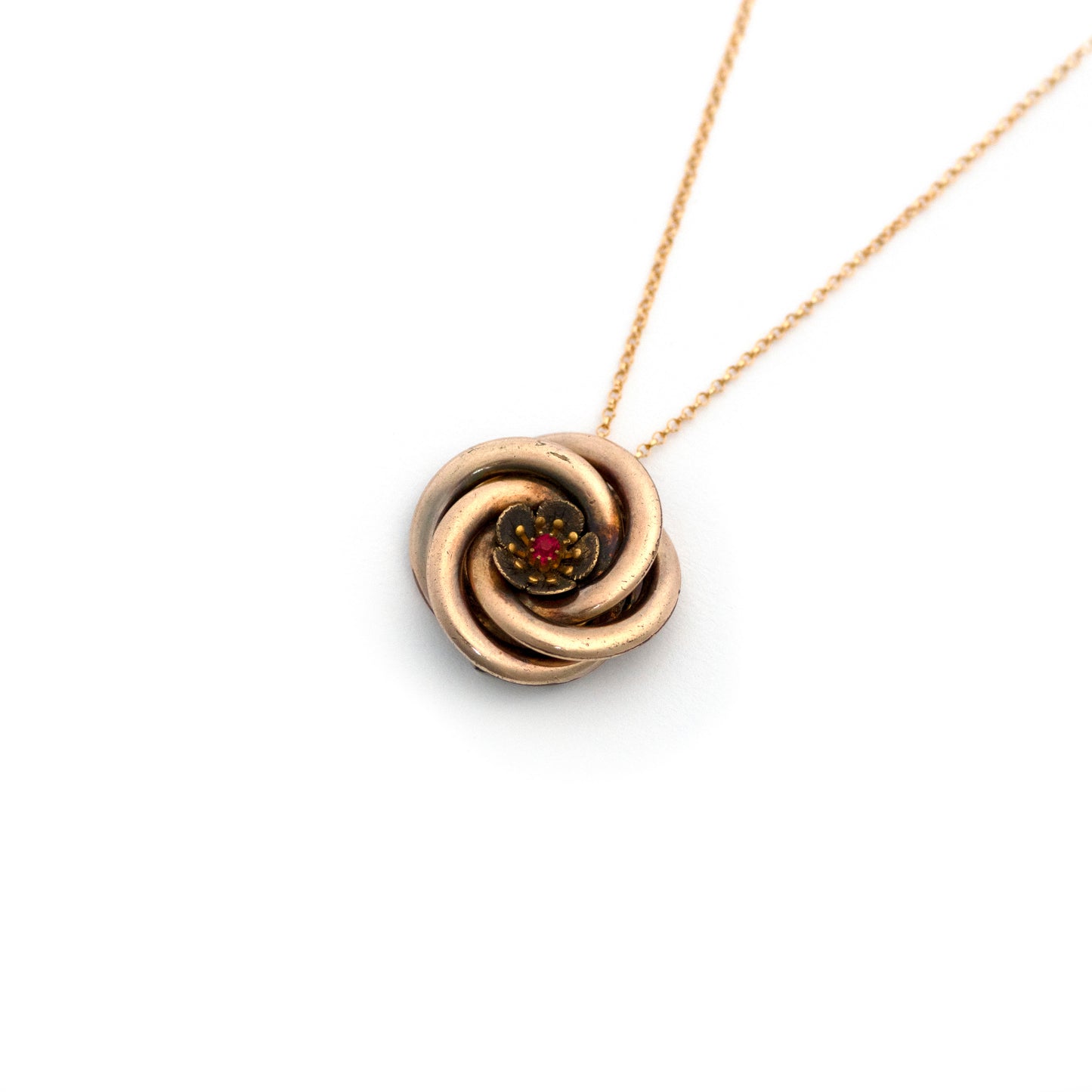 Red Paste Flower Love Knot Necklace