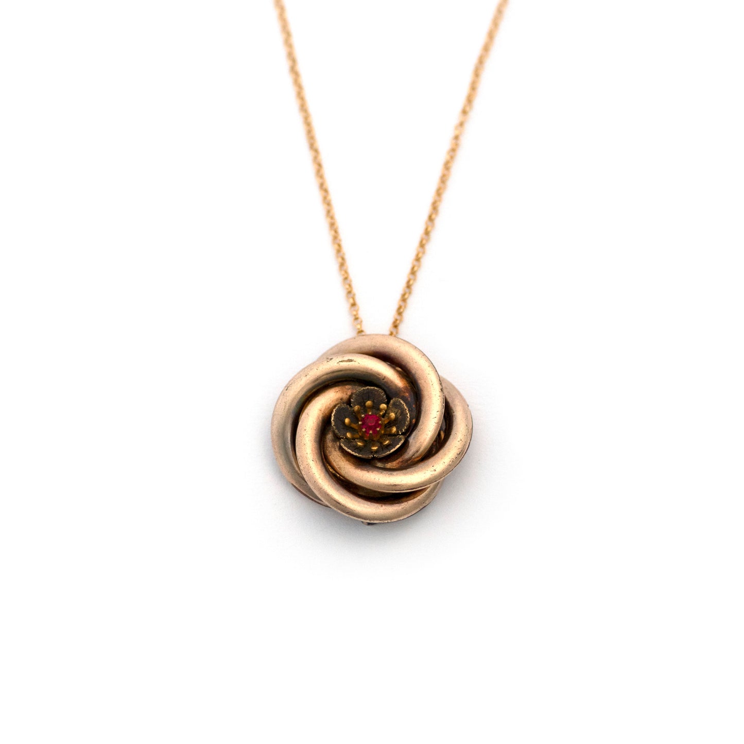 Red Paste Flower Love Knot Necklace