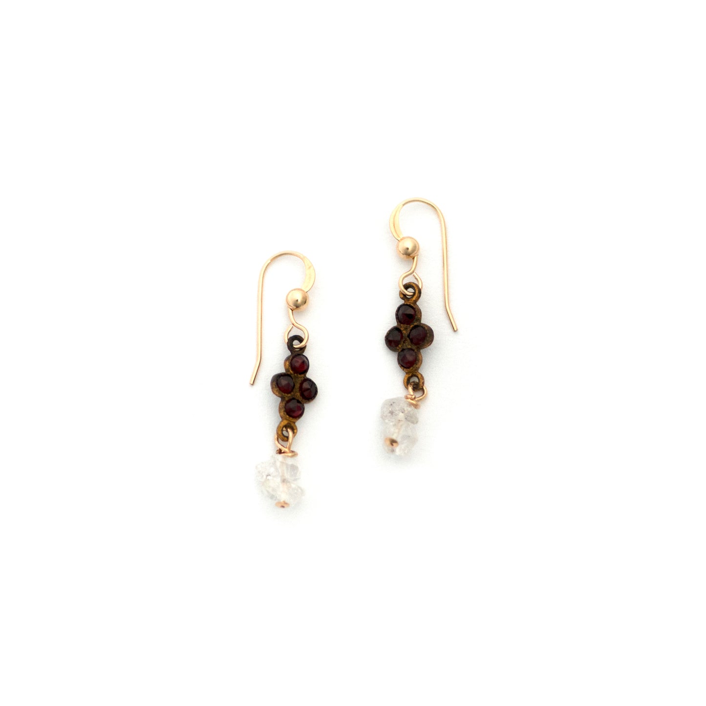 Bohemian Garnet and Herkimer Diamond Earrings