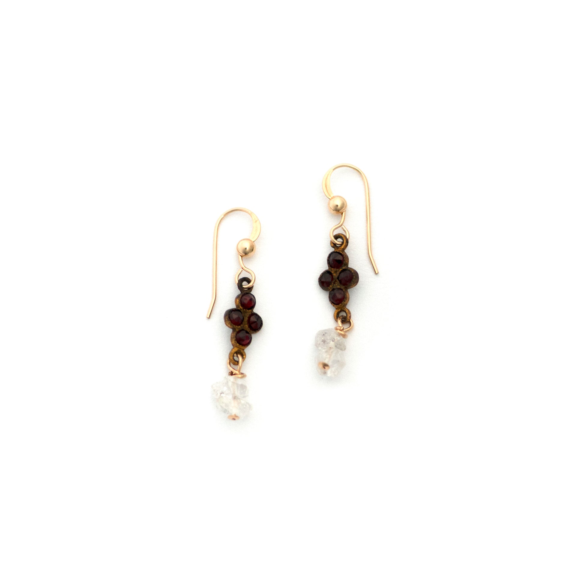 Bohemian Garnet and Herkimer Diamond Earrings
