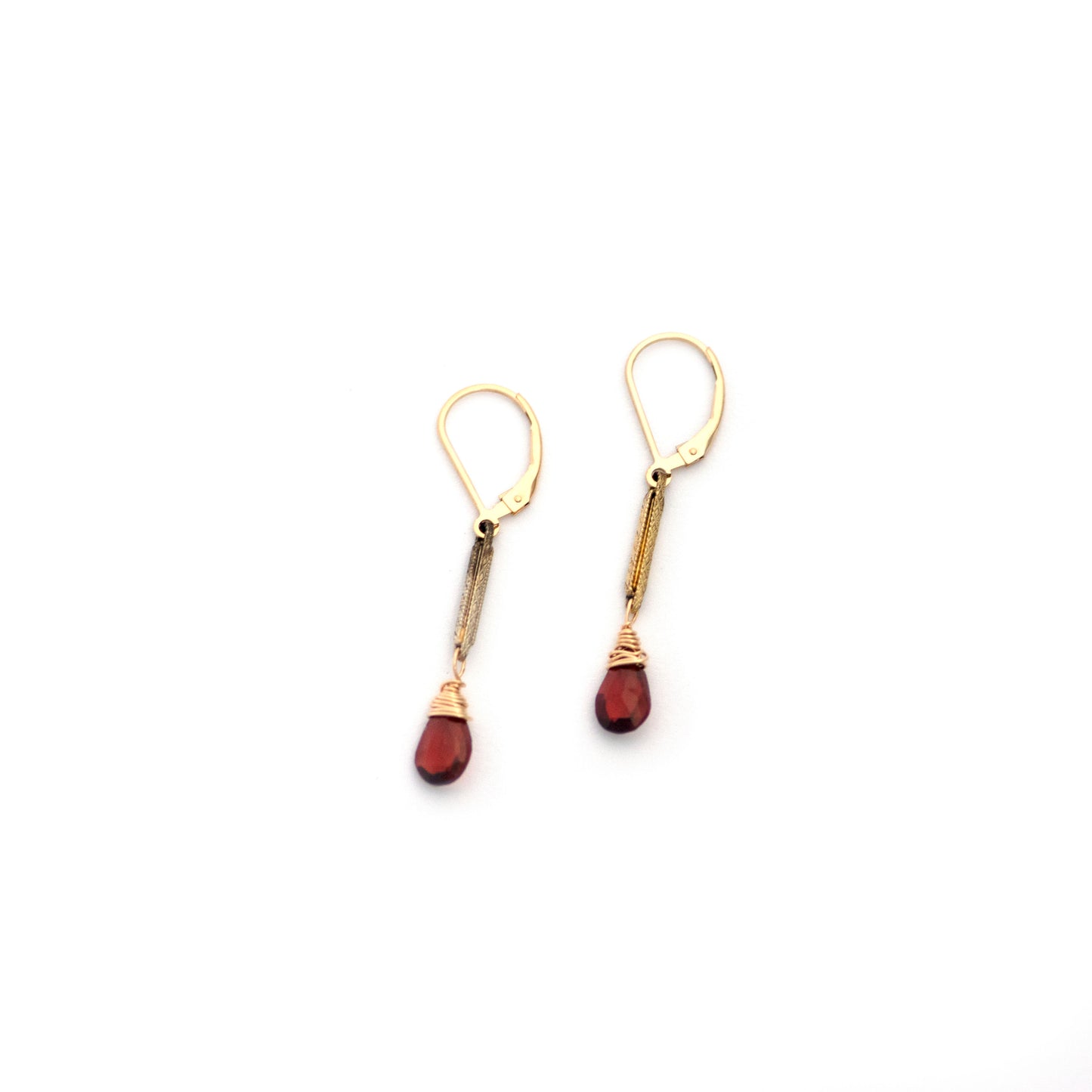Antique Watch Chain Link Garnet Earrings