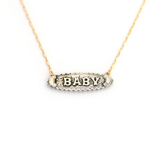Victorian Sterling BABY Bar Pin Necklace