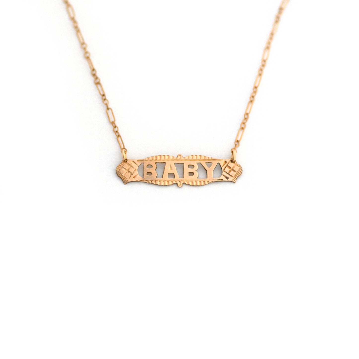 Antique BABY Cutout Bar Necklace
