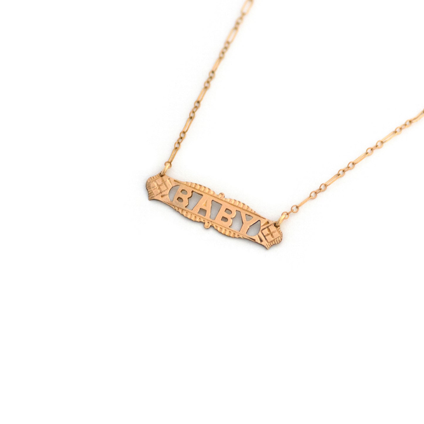 Antique BABY Cutout Bar Necklace