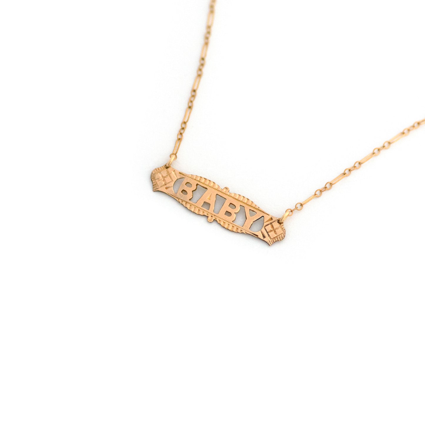 Antique BABY Cutout Bar Necklace