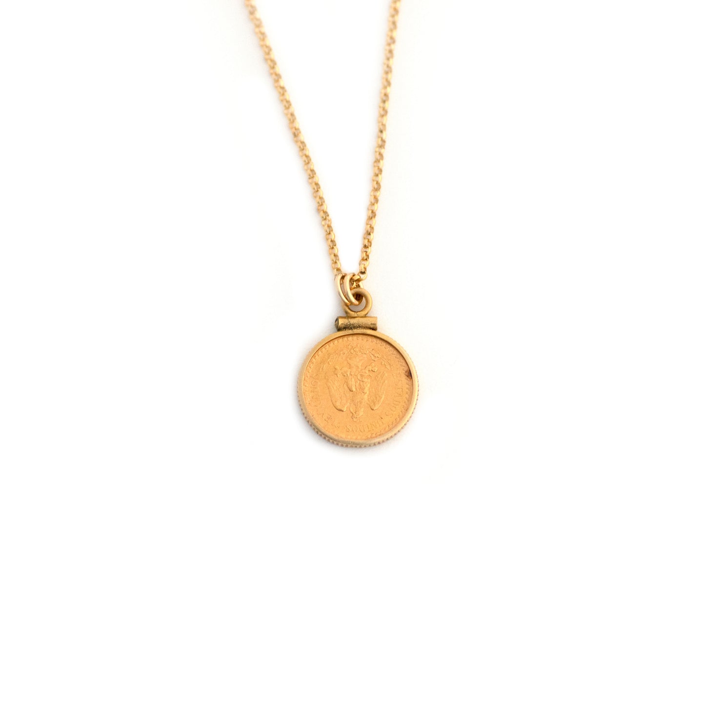 Two and a Half Pesos Mexican Gold Coin Pendant Necklace