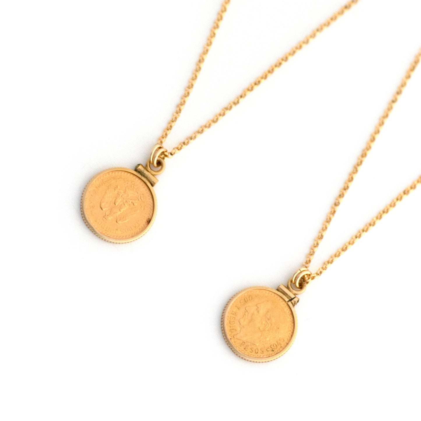 Two and a Half Pesos Mexican Gold Coin Pendant Necklace