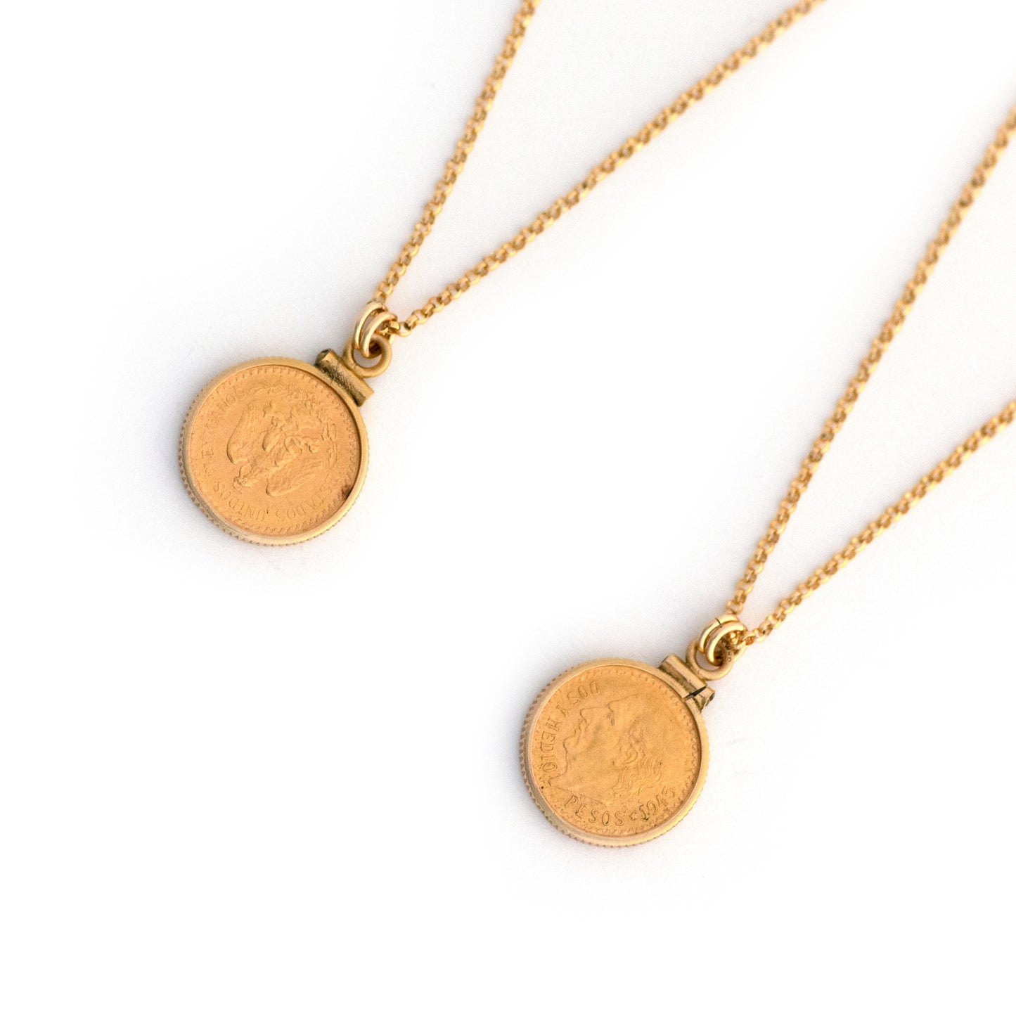 Two and a Half Pesos Mexican Gold Coin Pendant Necklace