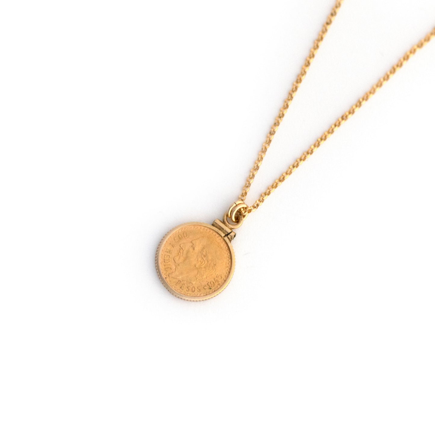 Two and a Half Pesos Mexican Gold Coin Pendant Necklace