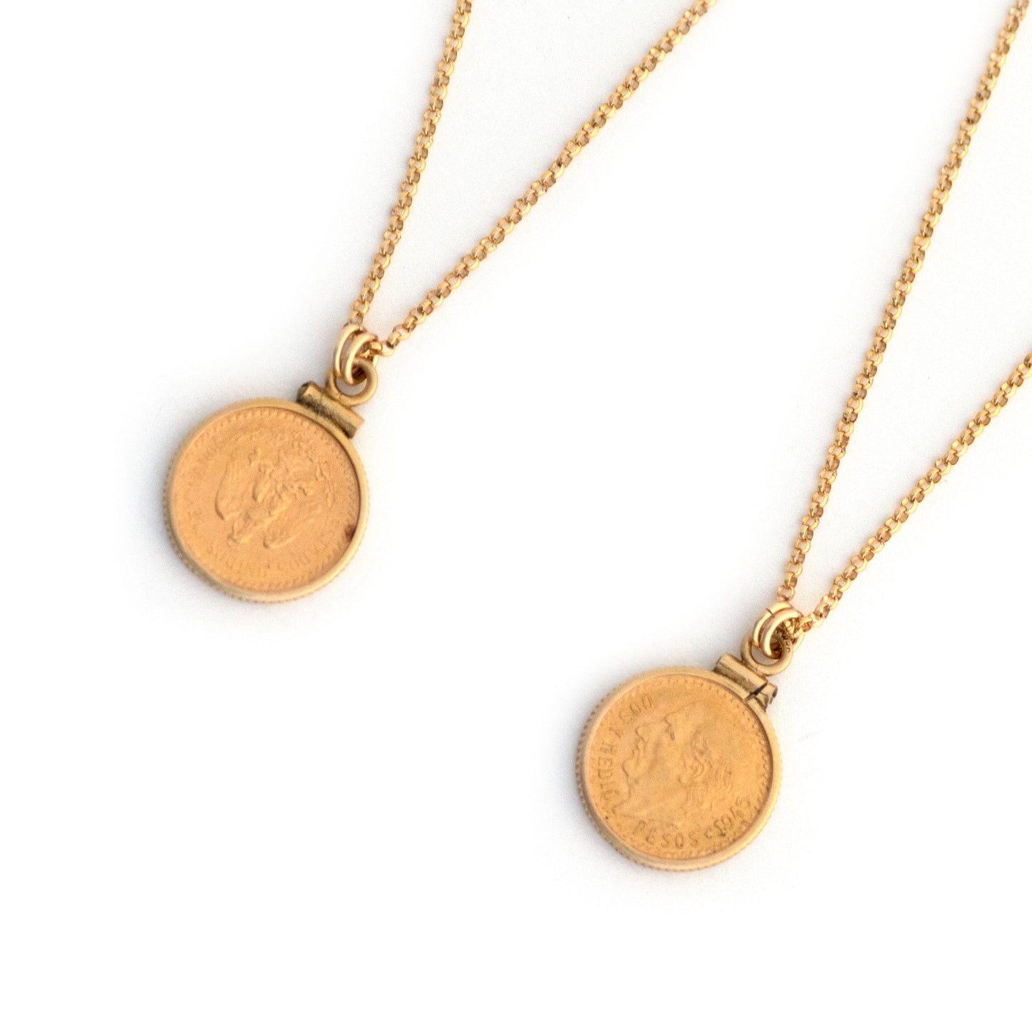 Two and a Half Pesos Mexican Gold Coin Pendant Necklace