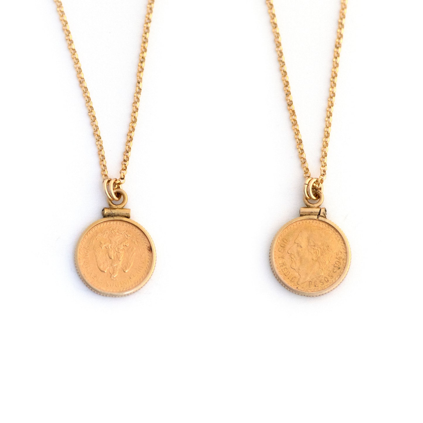 Two and a Half Pesos Mexican Gold Coin Pendant Necklace