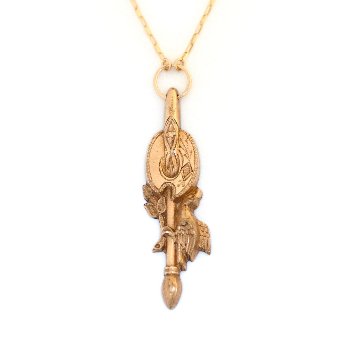 Parrot Bird on Brush Painter's Palette Vertical Bar Necklace