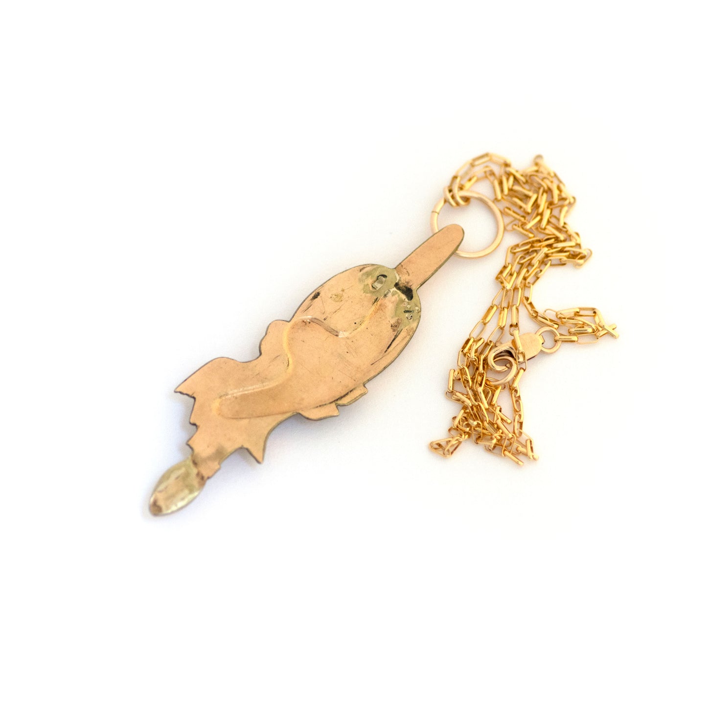 Parrot Bird on Brush Painter's Palette Vertical Bar Necklace