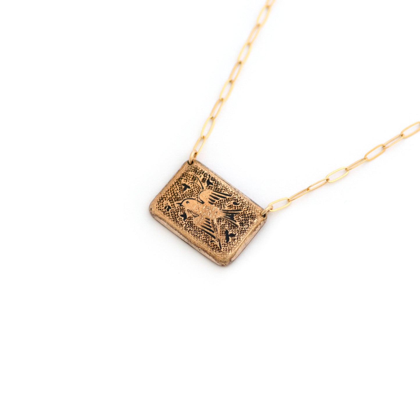Antique Taille d'Epargne Swallow Cufflink Necklace
