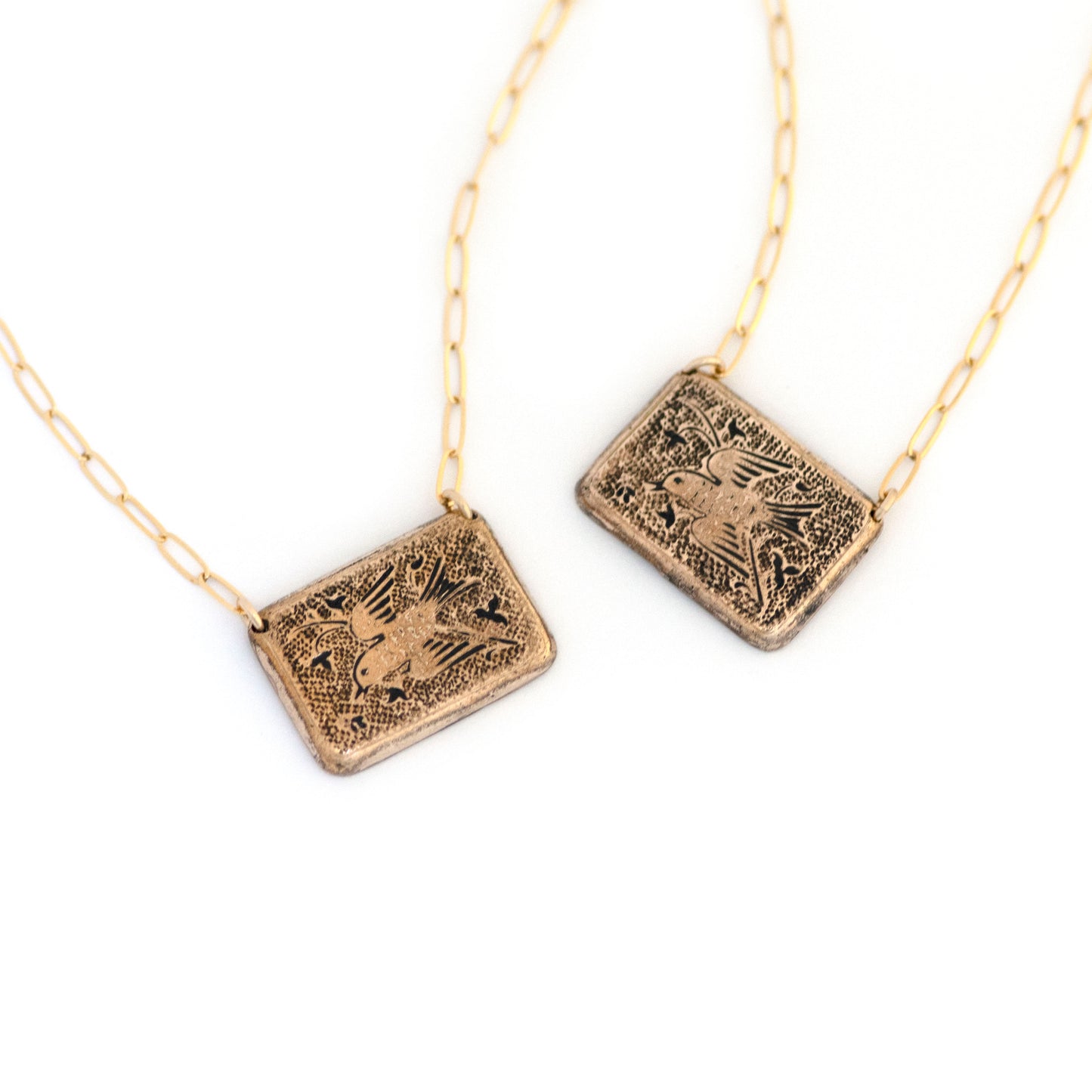 Antique Taille d'Epargne Swallow Cufflink Necklace