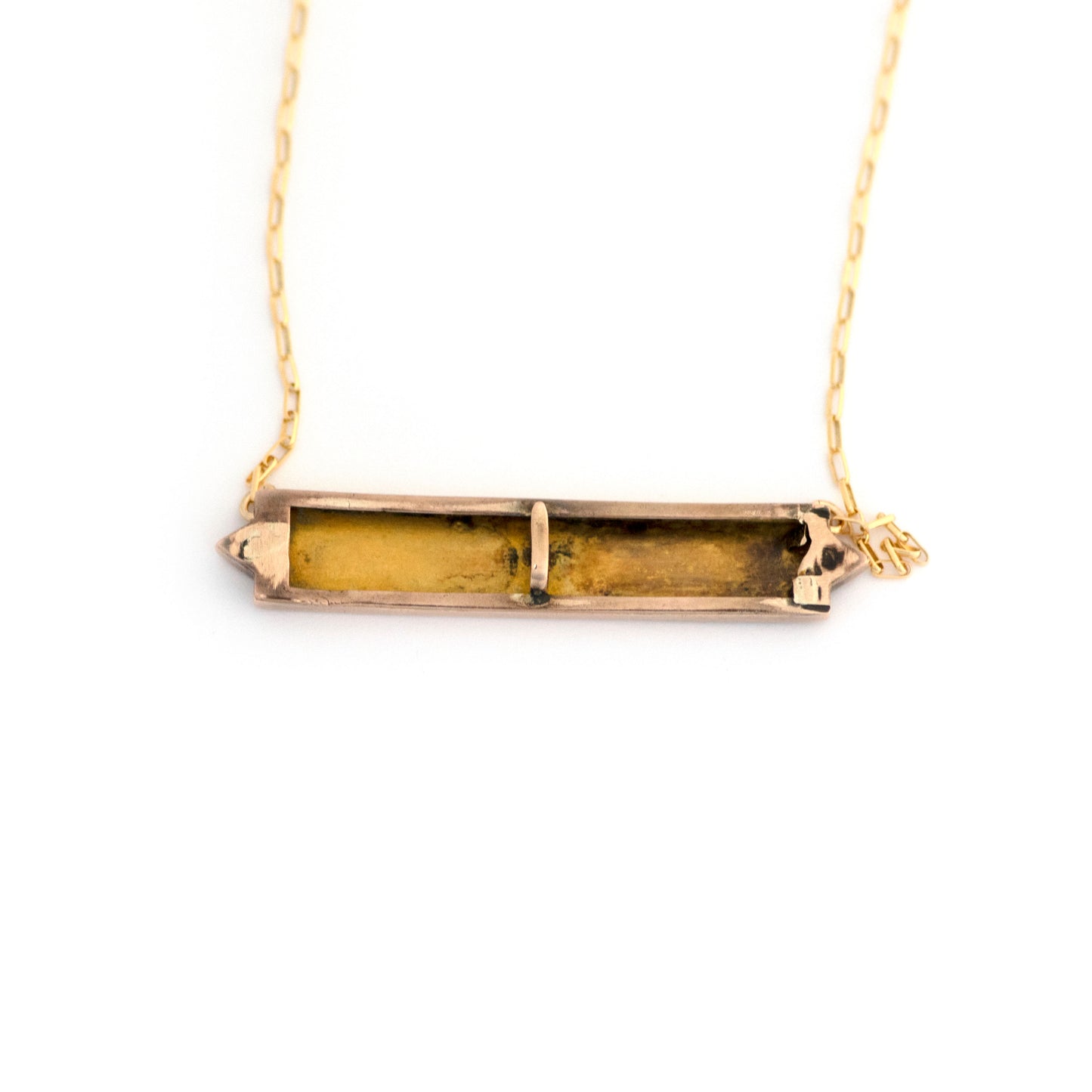 Antique 10k Enamel Firefly Butterfly Bar Necklace