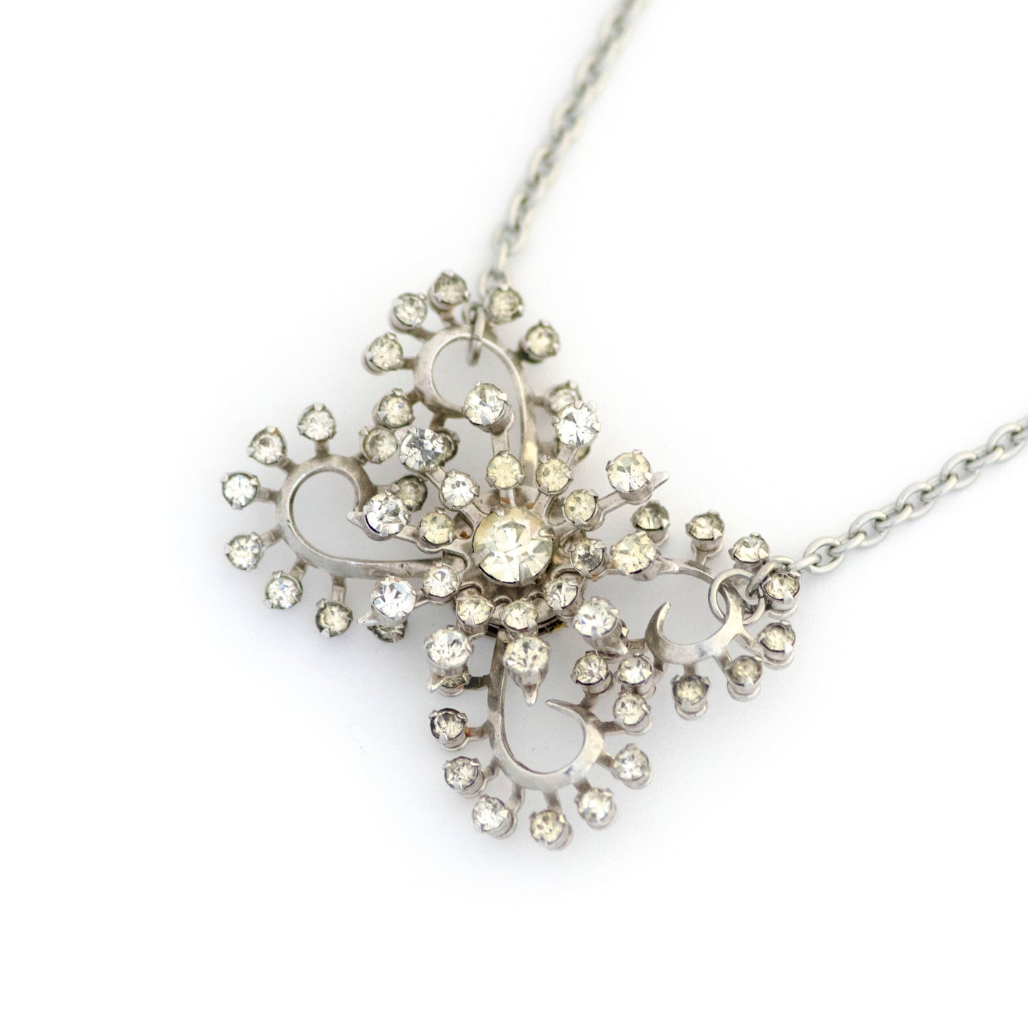 Vintage Clear Rhinestone Butterfly Necklace