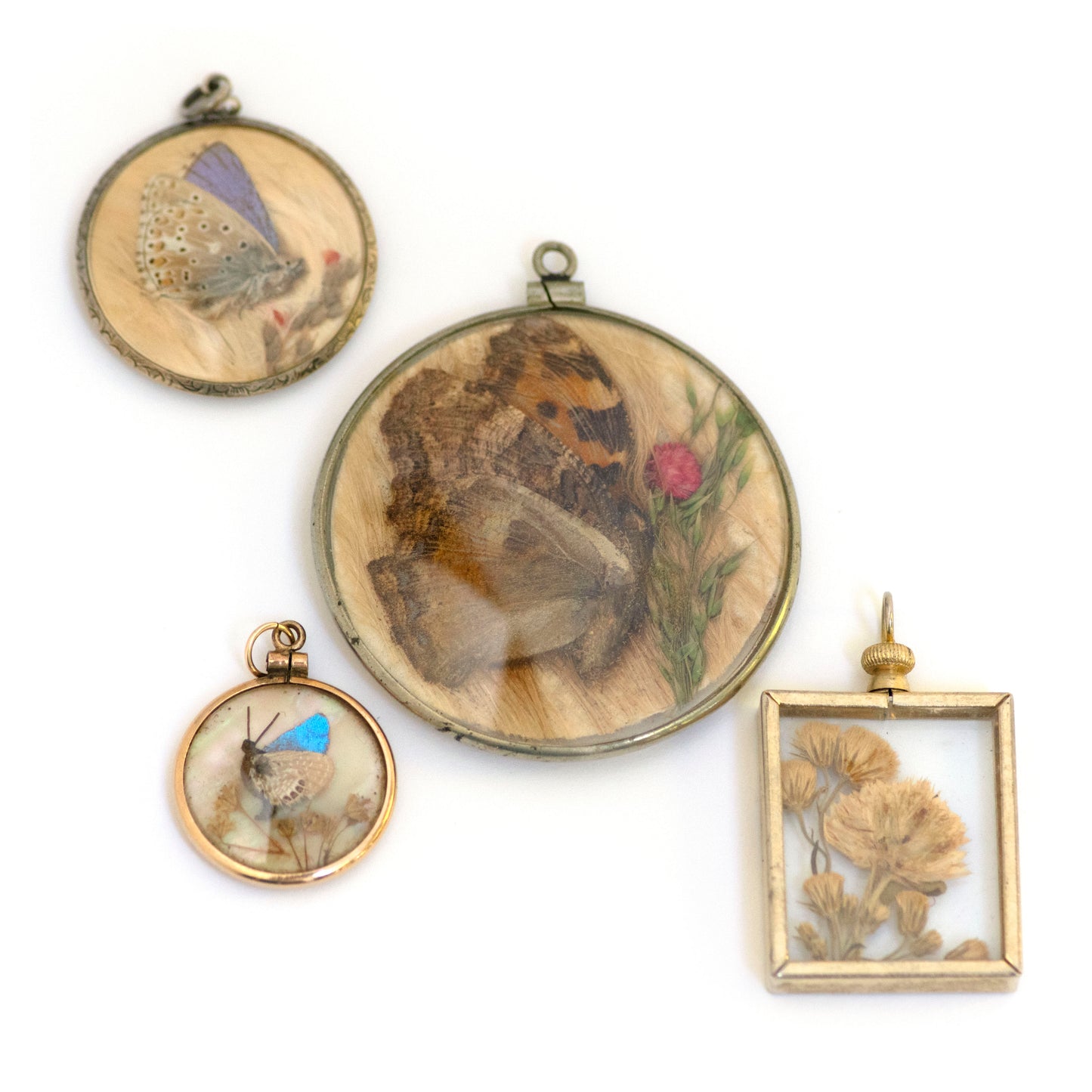 Vintage Pressed Clover Flowers Pendant