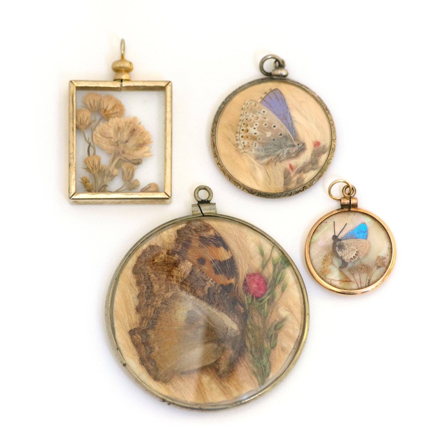 Vintage Pressed Clover Flowers Pendant