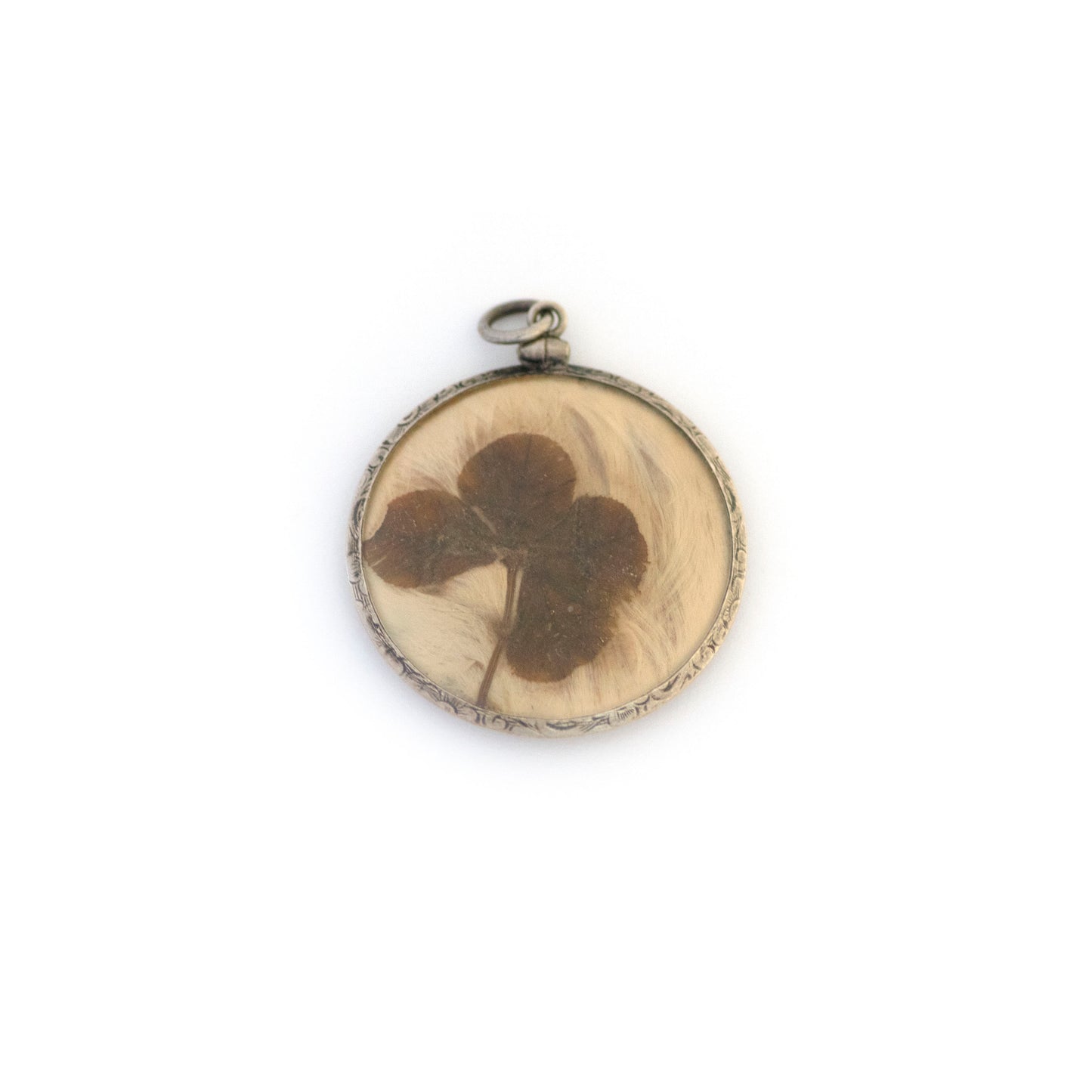 Antique Butterfly Clover Double Sided Locket Pendant