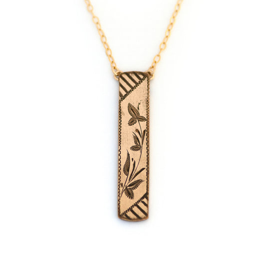 Antique Nature Plant Vertical Bar Necklace