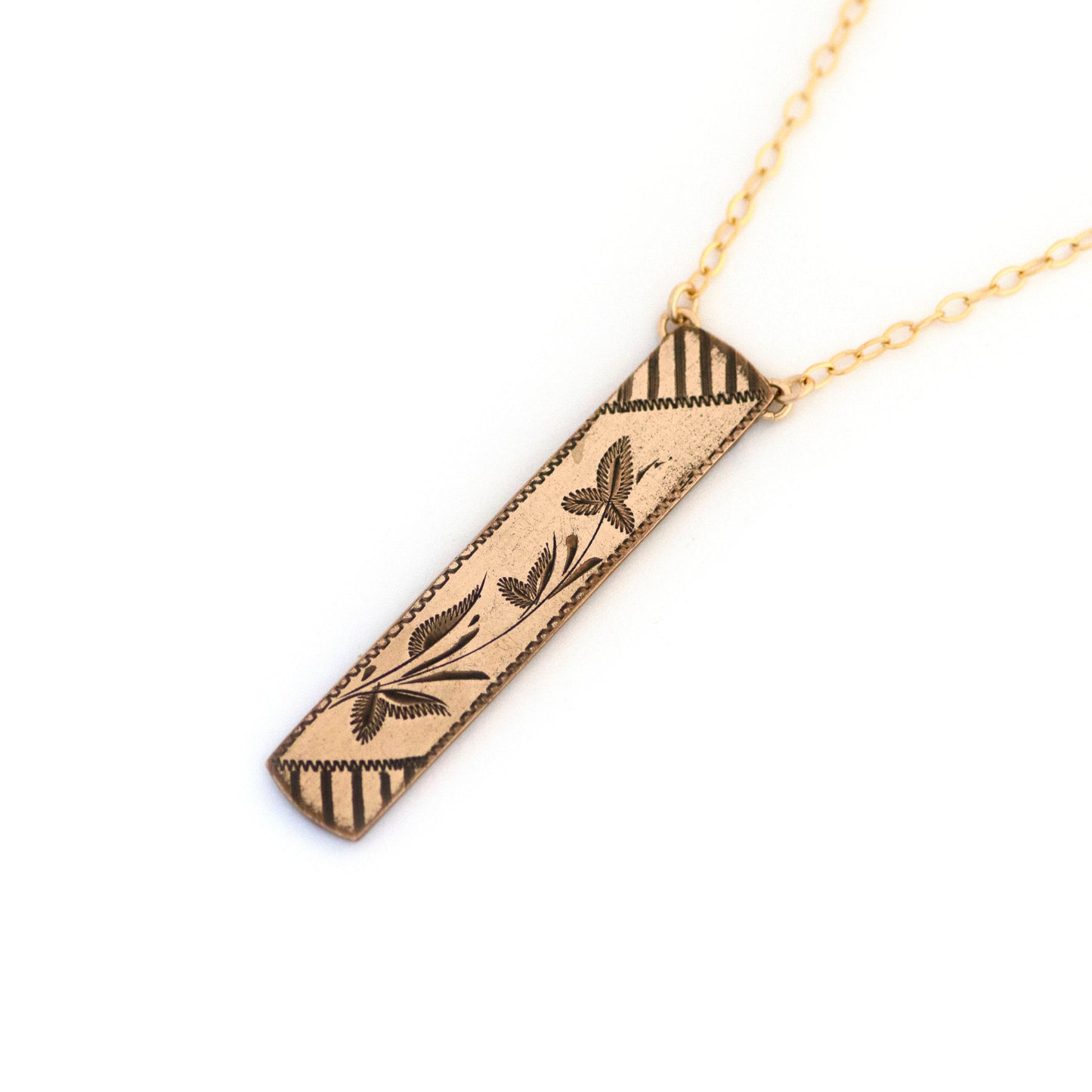 Antique Nature Plant Vertical Bar Necklace