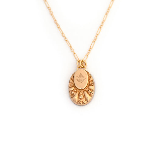 Antique Etched Flower Cufflink Necklace