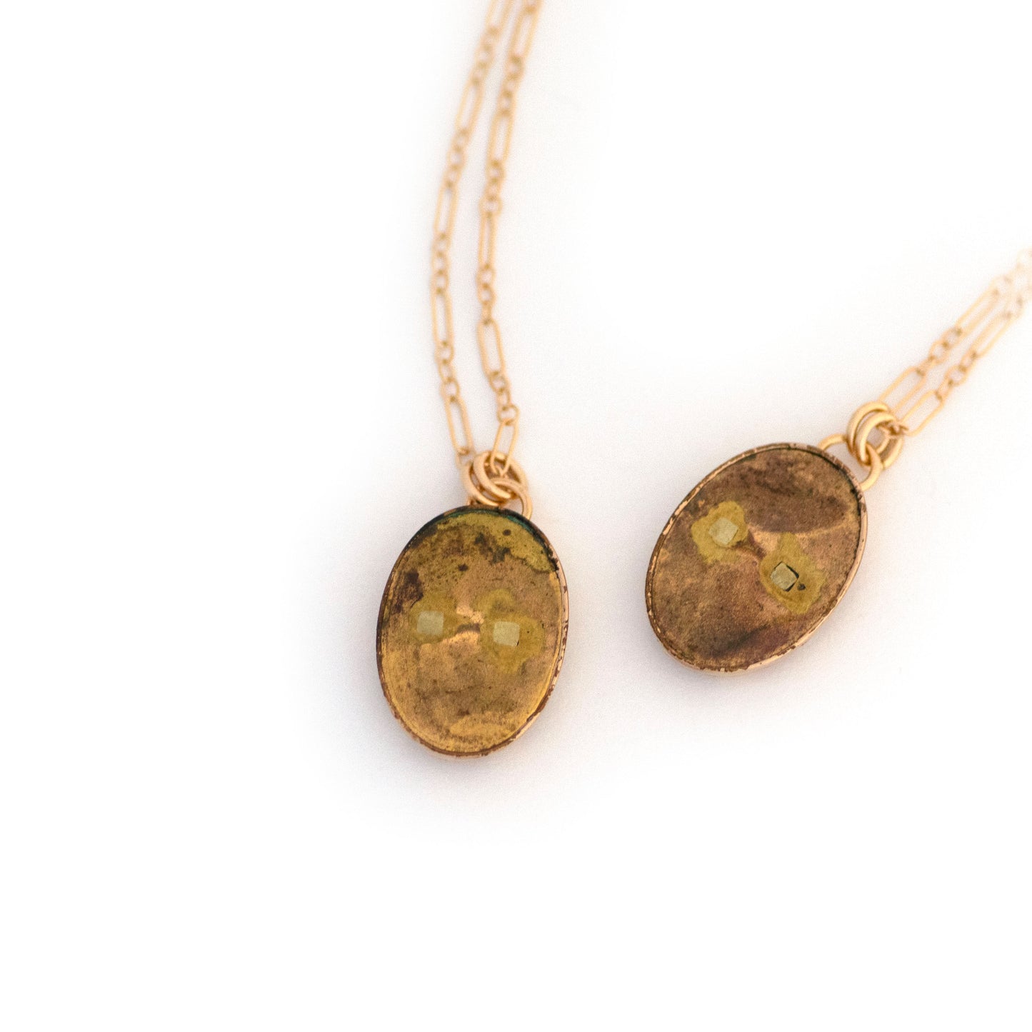 Antique Etched Flower Cufflink Necklace