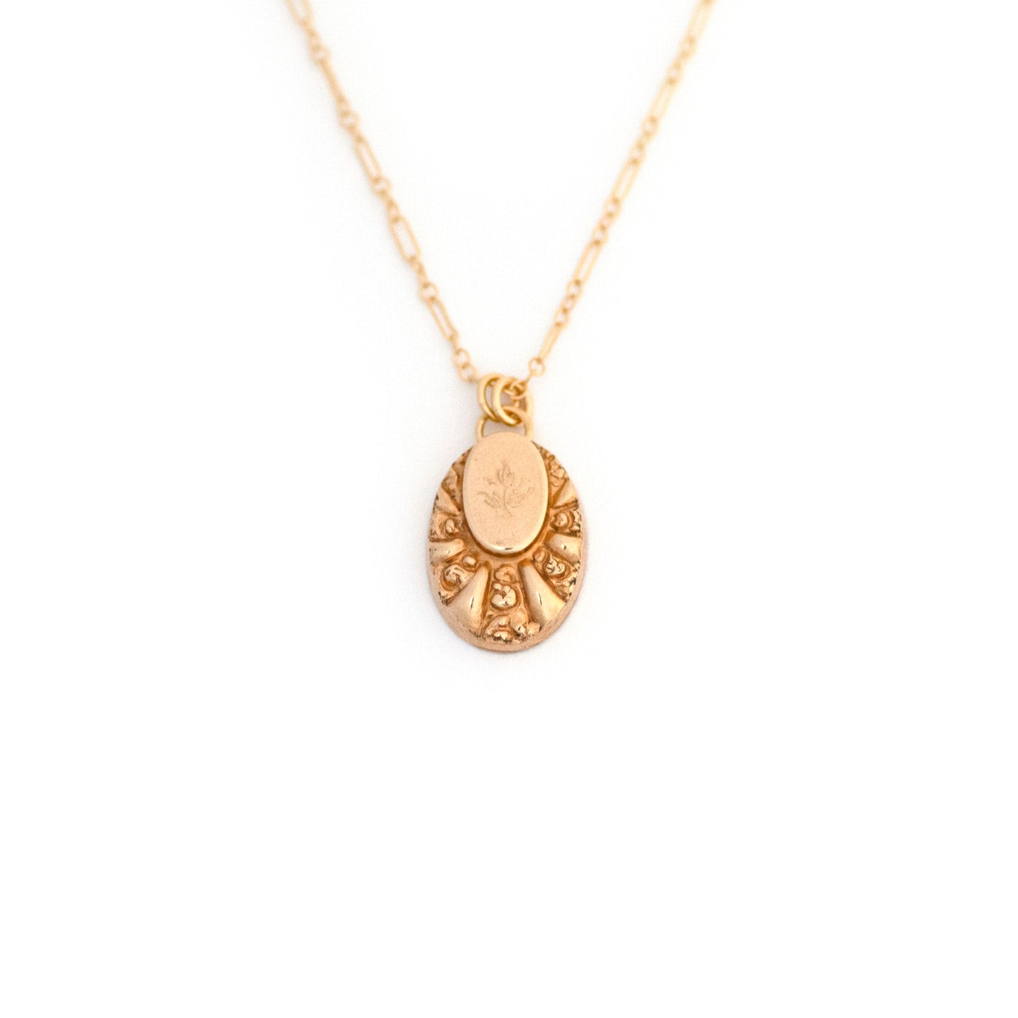 Victorian Etched Flower Cufflink Necklace