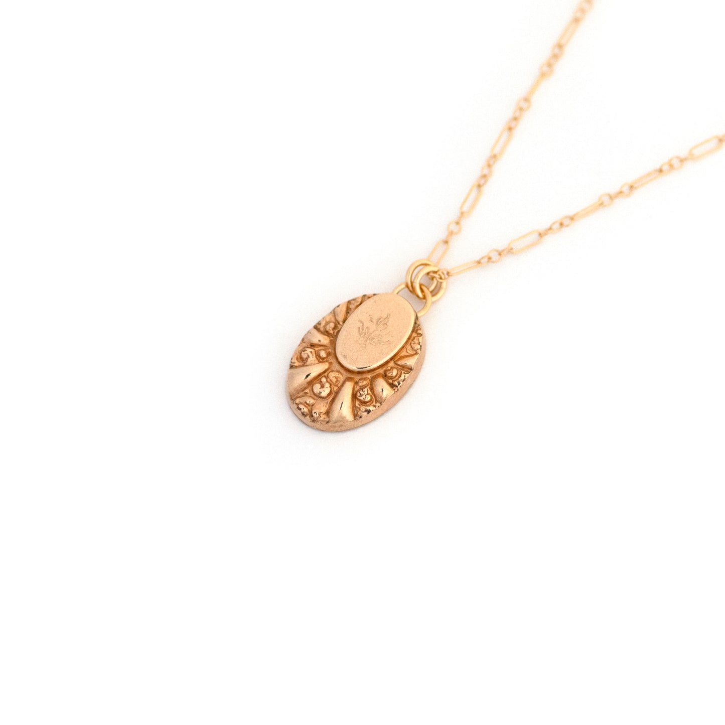 Victorian Etched Flower Cufflink Necklace