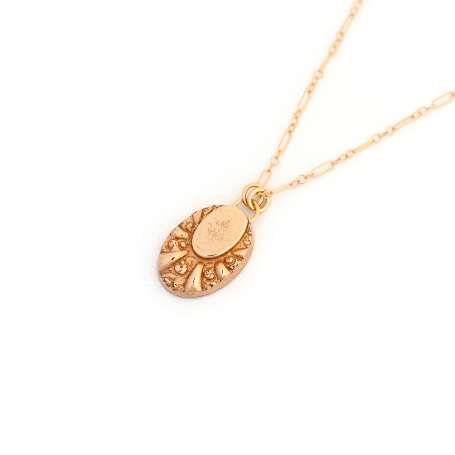 Victorian Etched Flower Cufflink Necklace
