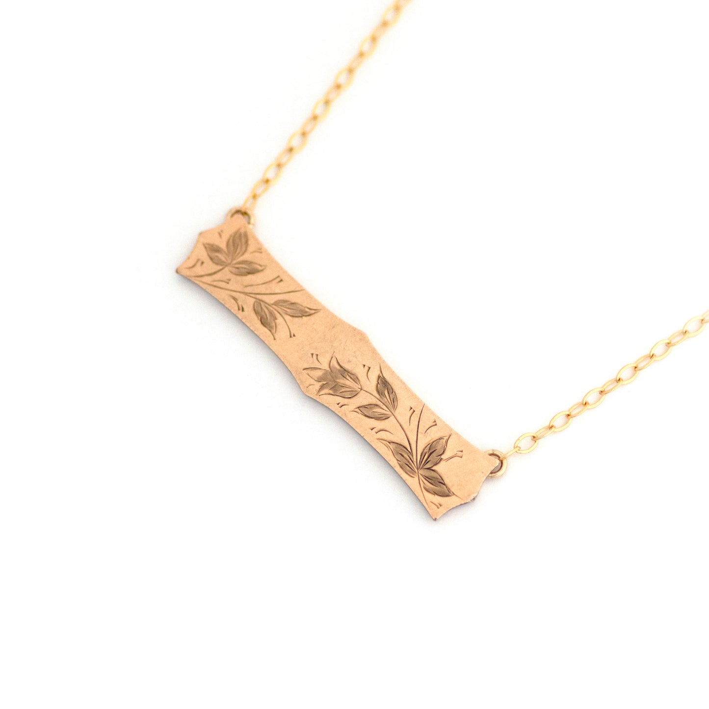 Victorian Etched Floral Bar Necklace