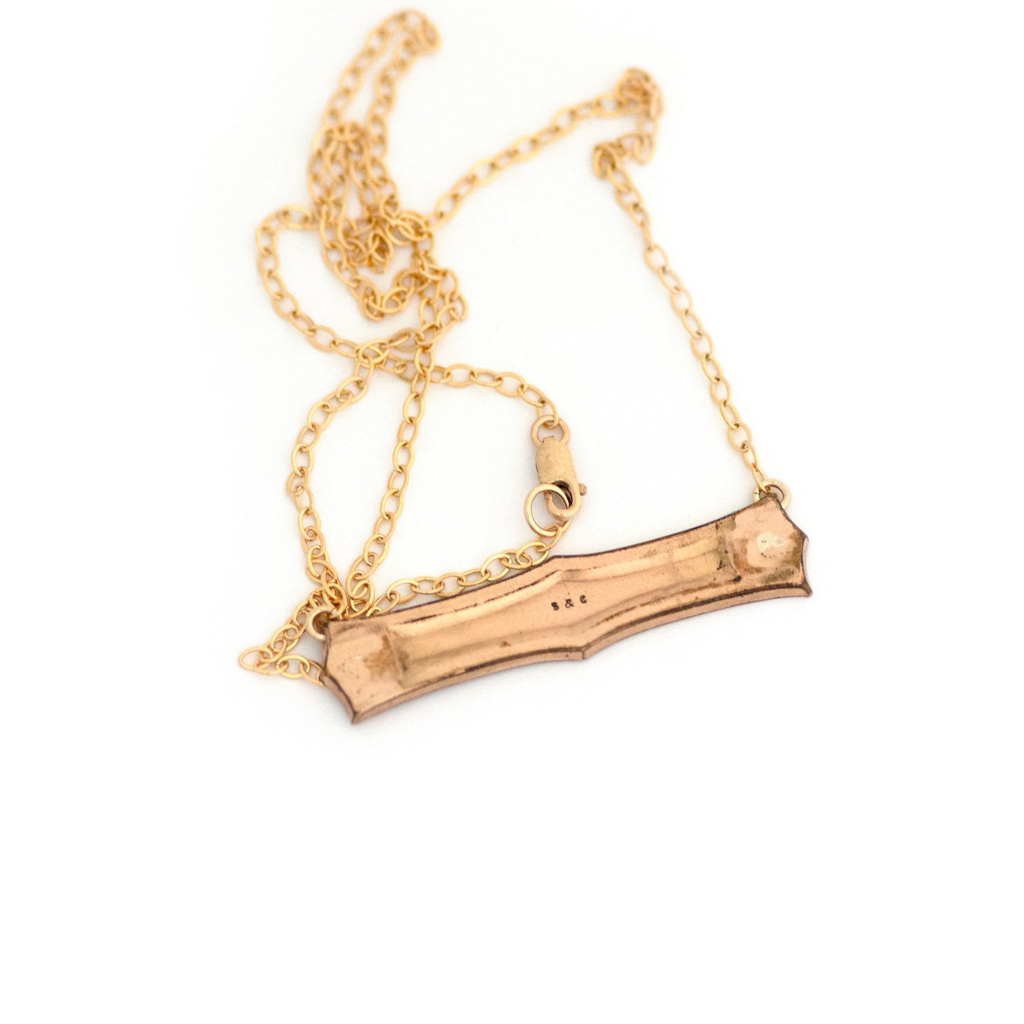 Victorian Etched Floral Bar Necklace