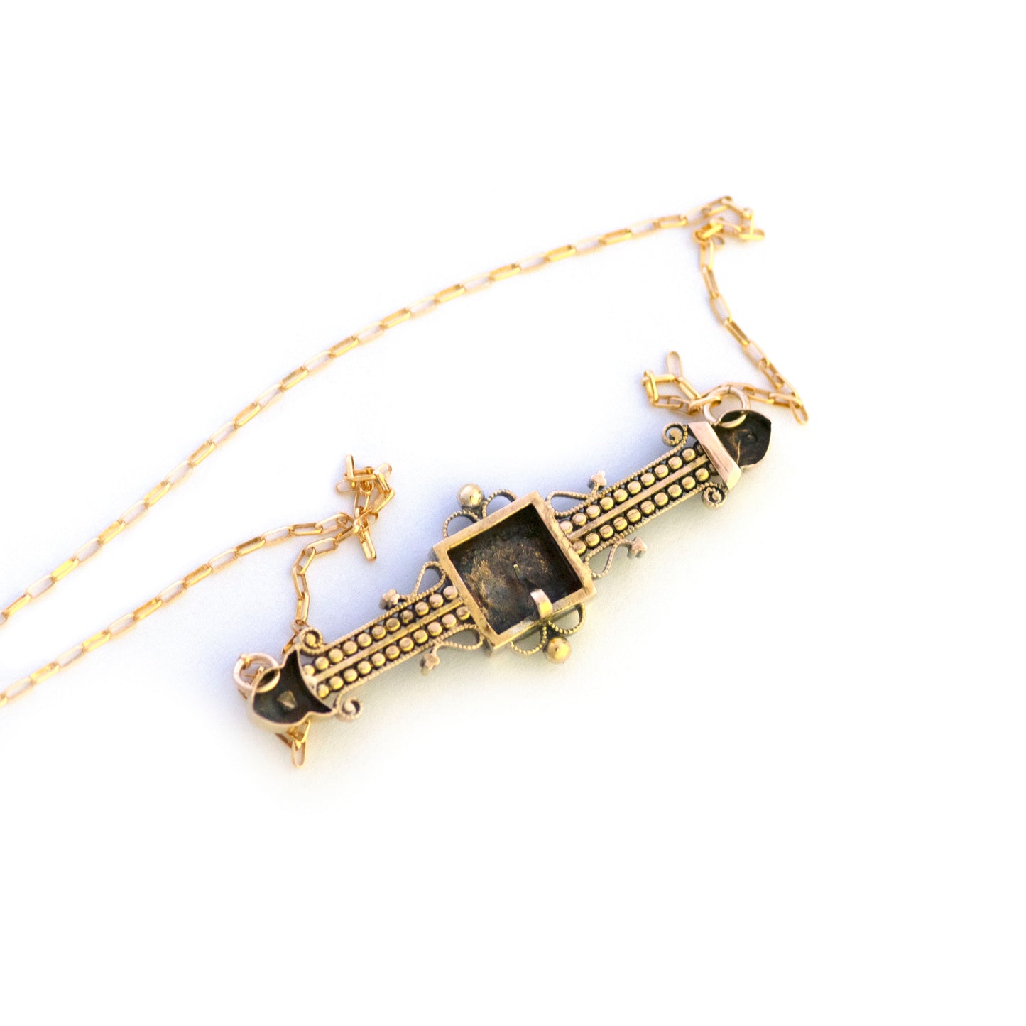 14k Butterfly Forget Me Not Bar Pin Necklace
