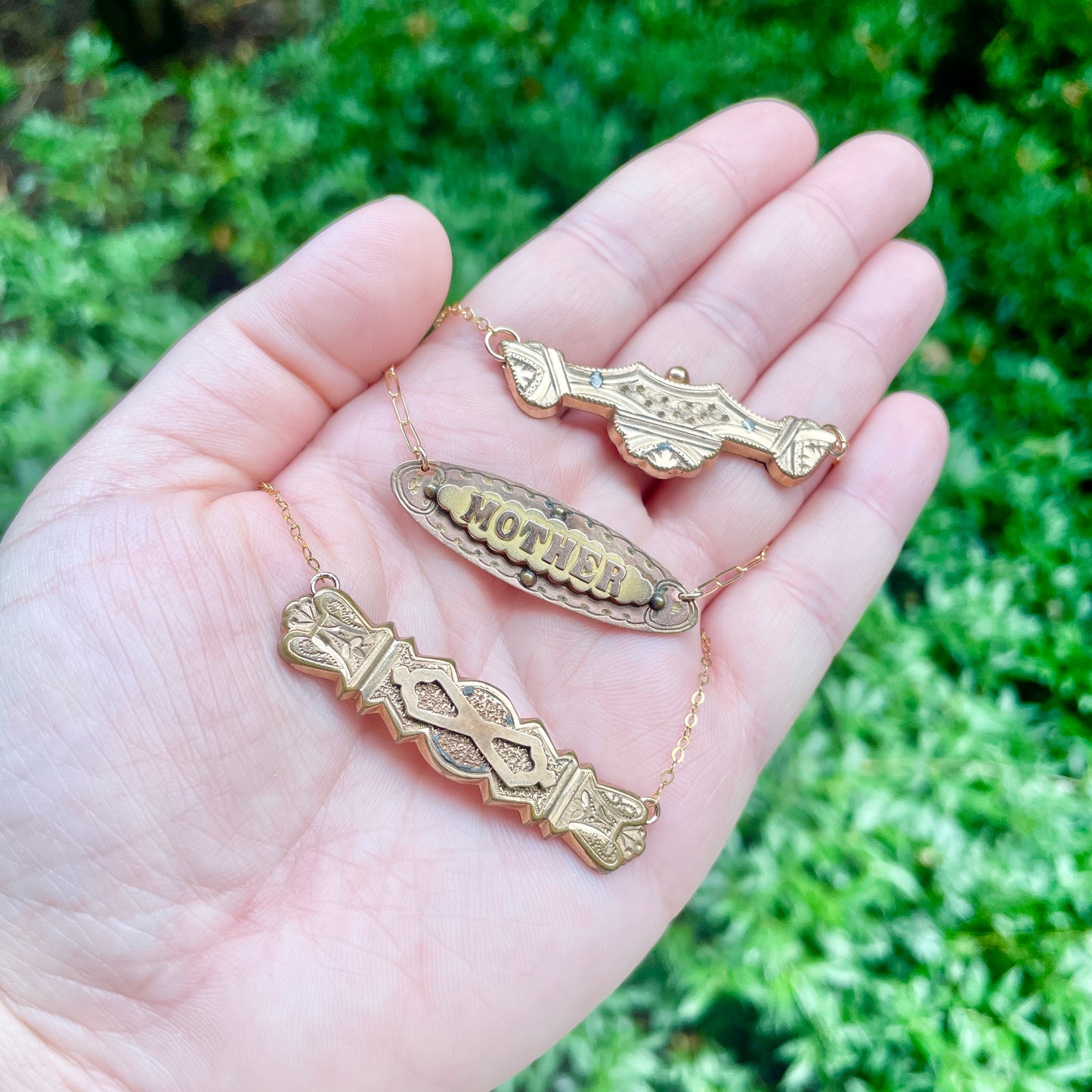 Victorian MOTHER Bar Pin Necklace