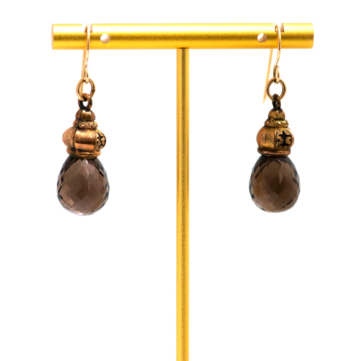 Smoky Quartz Taille d'Epargne Victorian Earrings