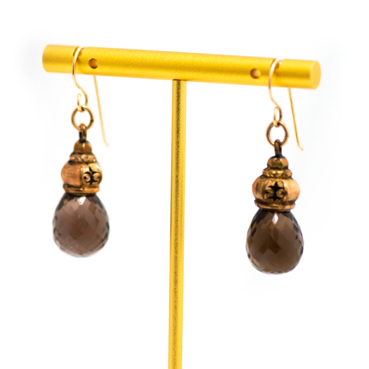 Smoky Quartz Taille d'Epargne Victorian Earrings