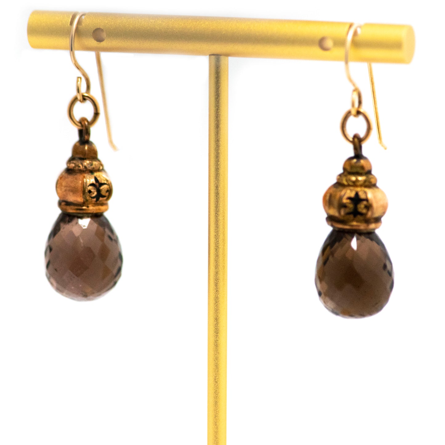 Smoky Quartz Taille d'Epargne Victorian Earrings