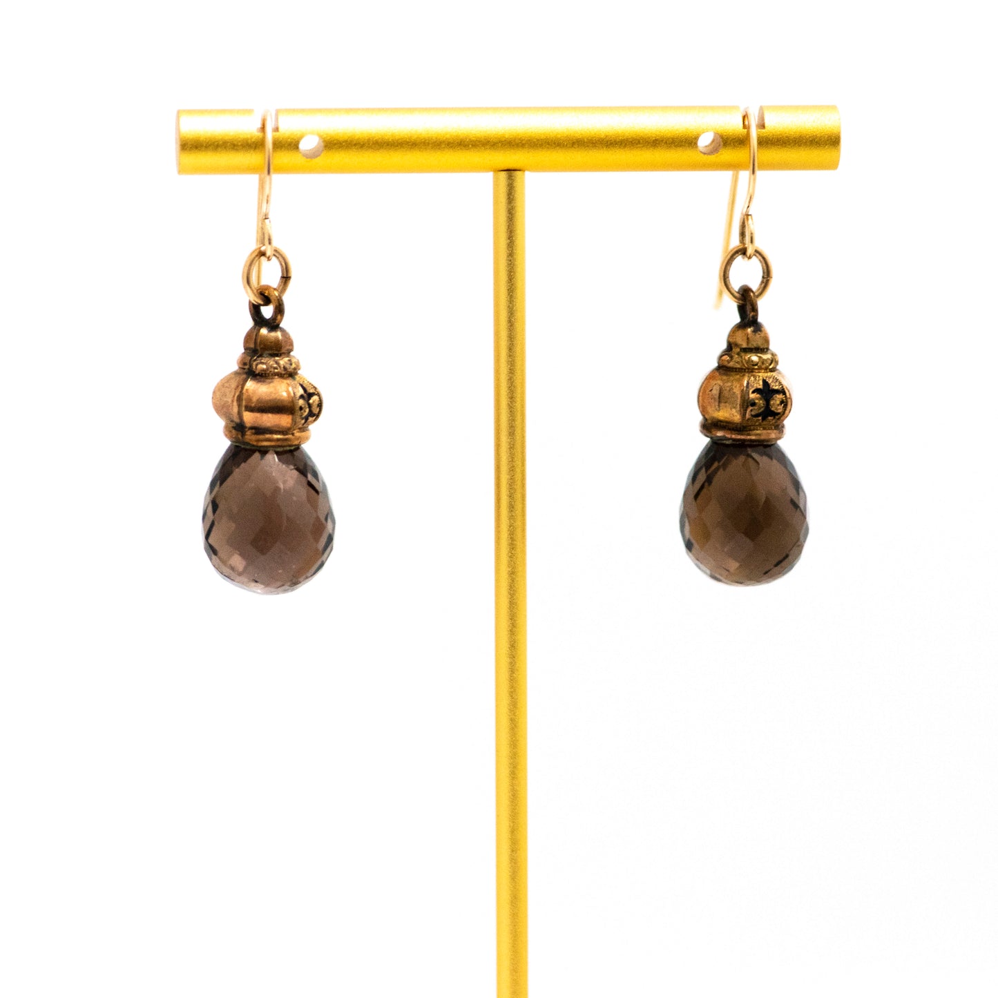 Smoky Quartz Taille d'Epargne Victorian Earrings