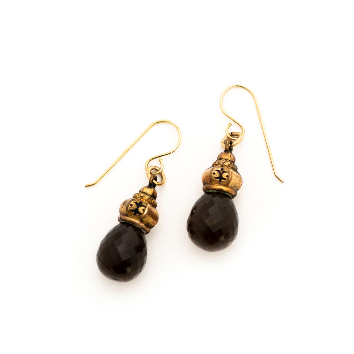 Smoky Quartz Taille d'Epargne Victorian Earrings