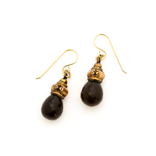 Smoky Quartz Taille d'Epargne Victorian Earrings