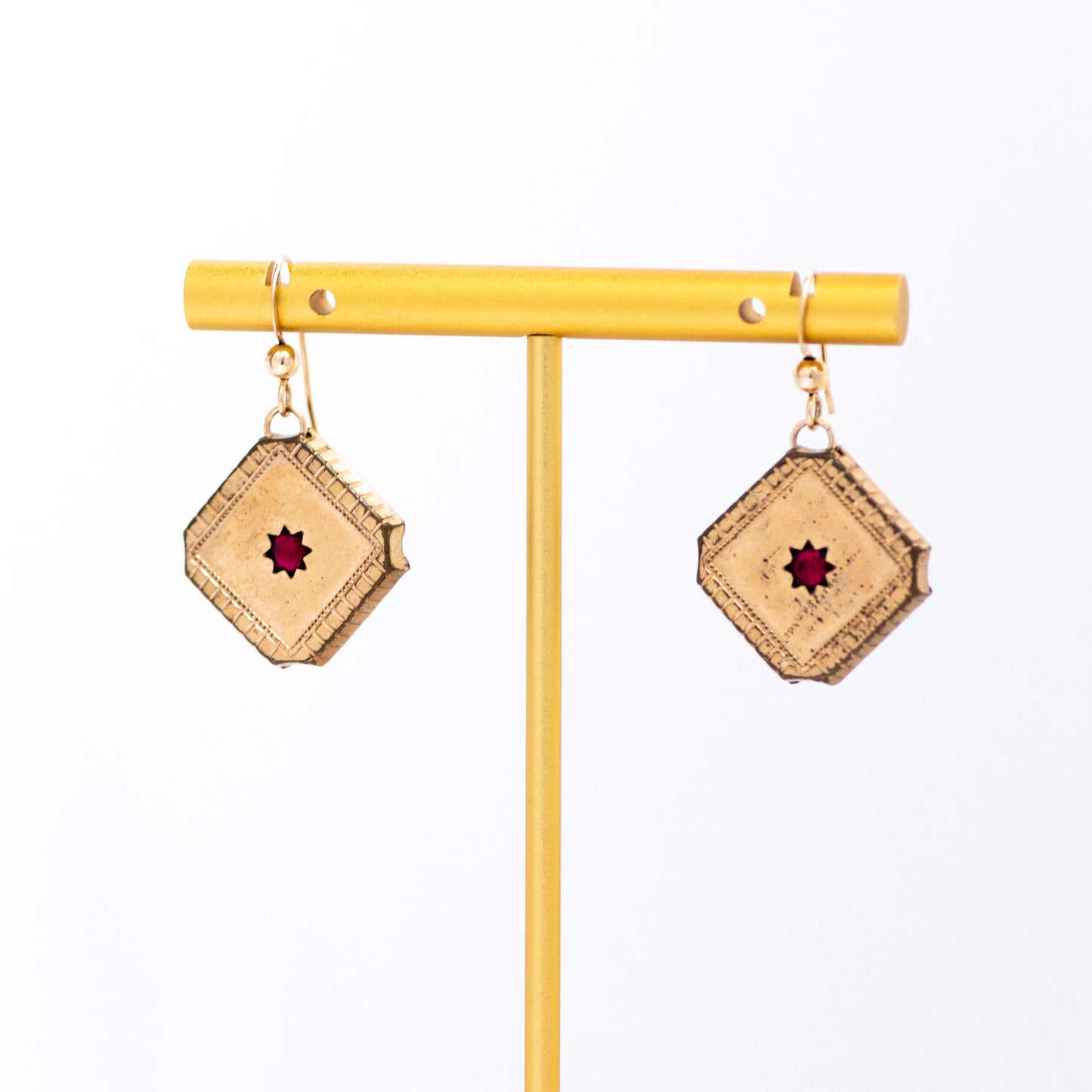 Red Paste Star Antique Cufflink Earrings