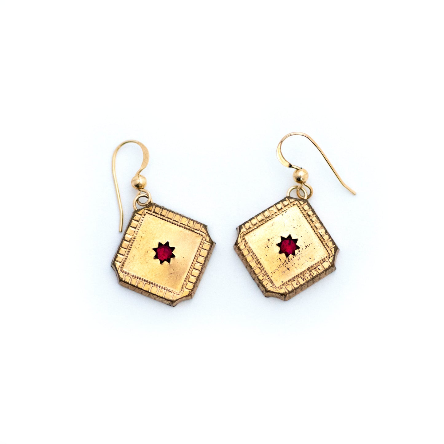 Red Paste Star Antique Cufflink Earrings