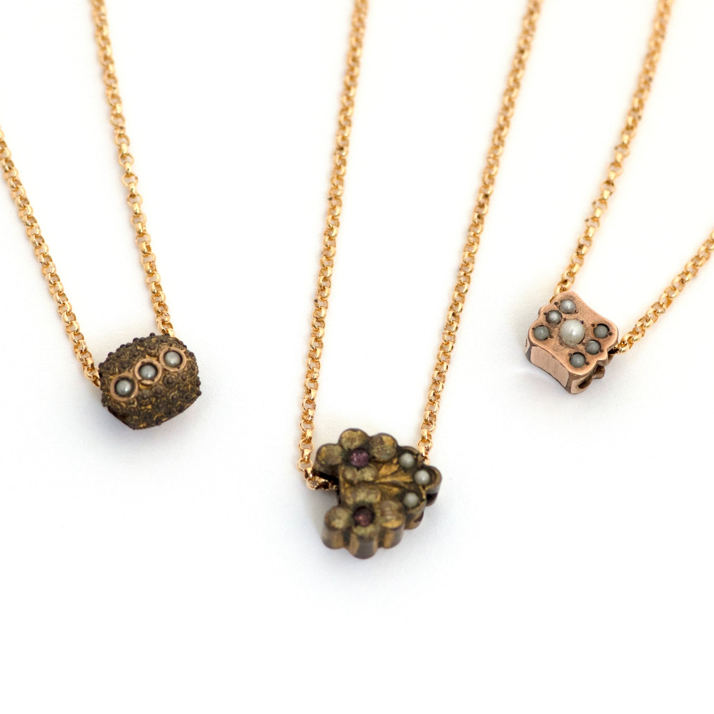 victorian seed pearl slide necklaces