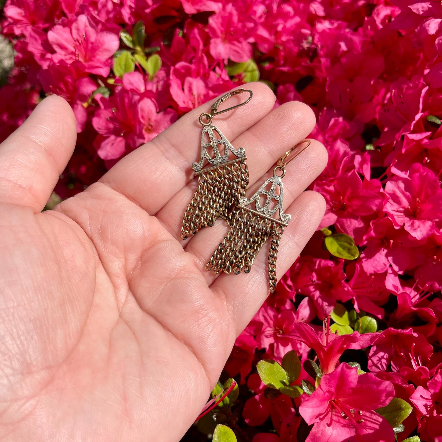 Antique Victorian Watch Chain Fringe Earrings